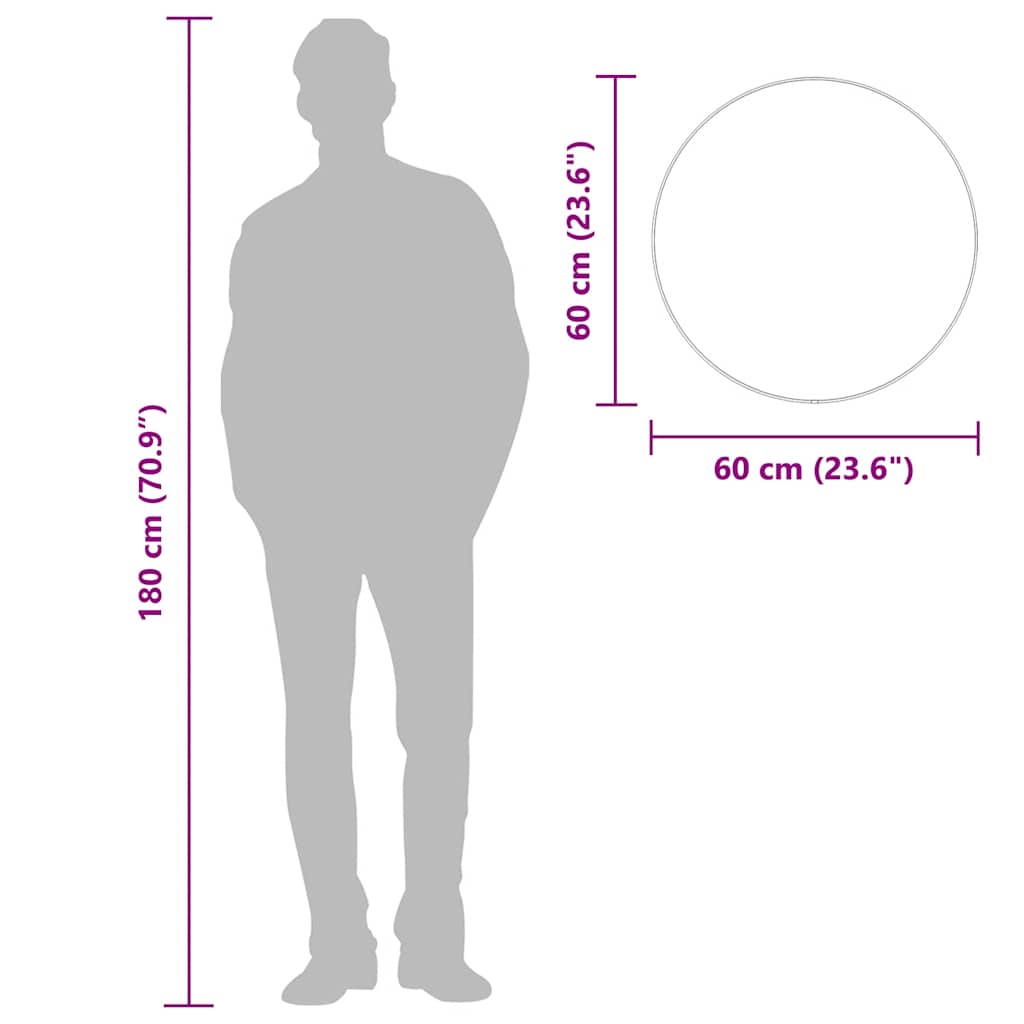 vidaXL Lustro ścienne, czarne, Ø 60 cm, okrągłe