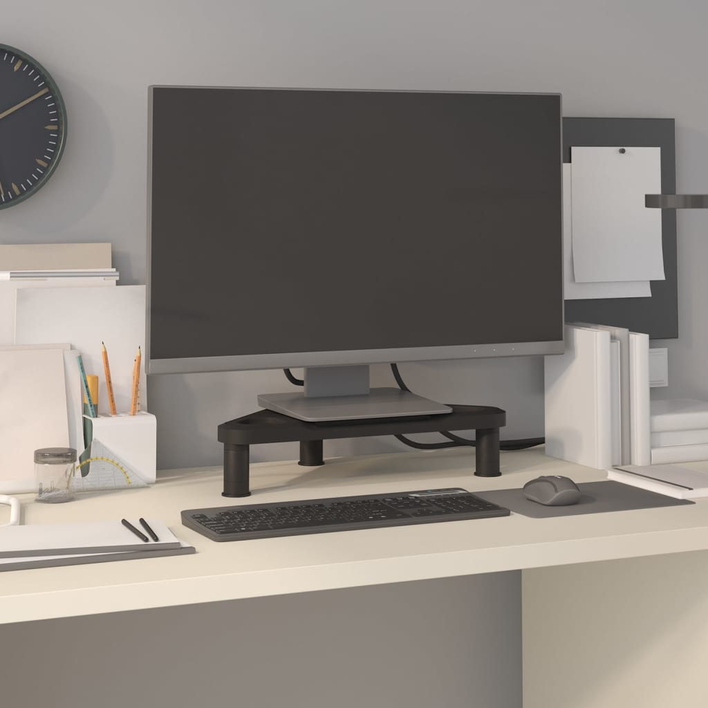 vidaXL Narożna podstawka pod monitor, czarna, 49x28x10,5 cm