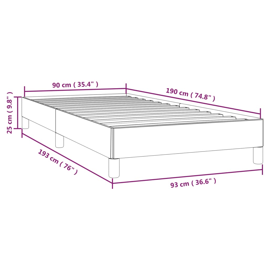 vidaXL Rama łóżka bez materaca, ciemnoszare, 90x190 cm, obita tkaniną
