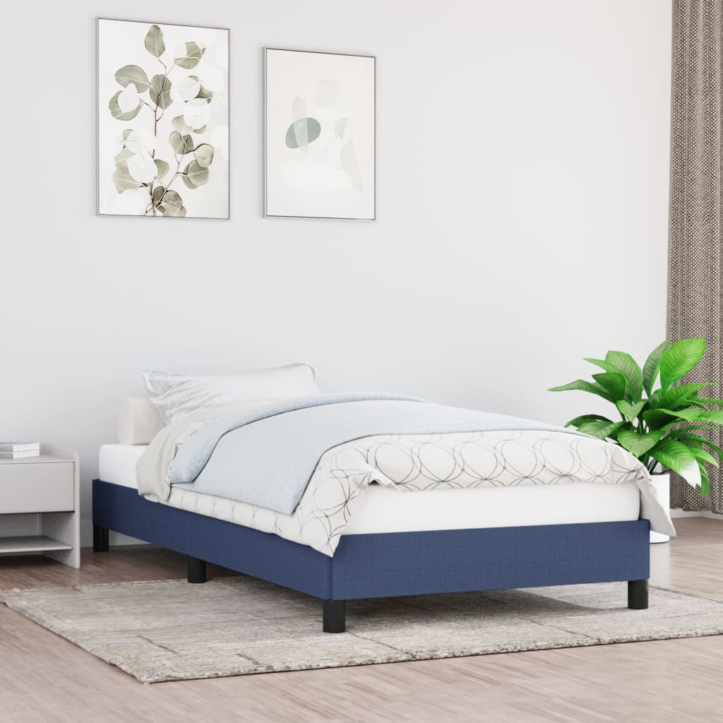 vidaXL Rama łóżka bez materaca Niebieska 90x190 cm Tkanina