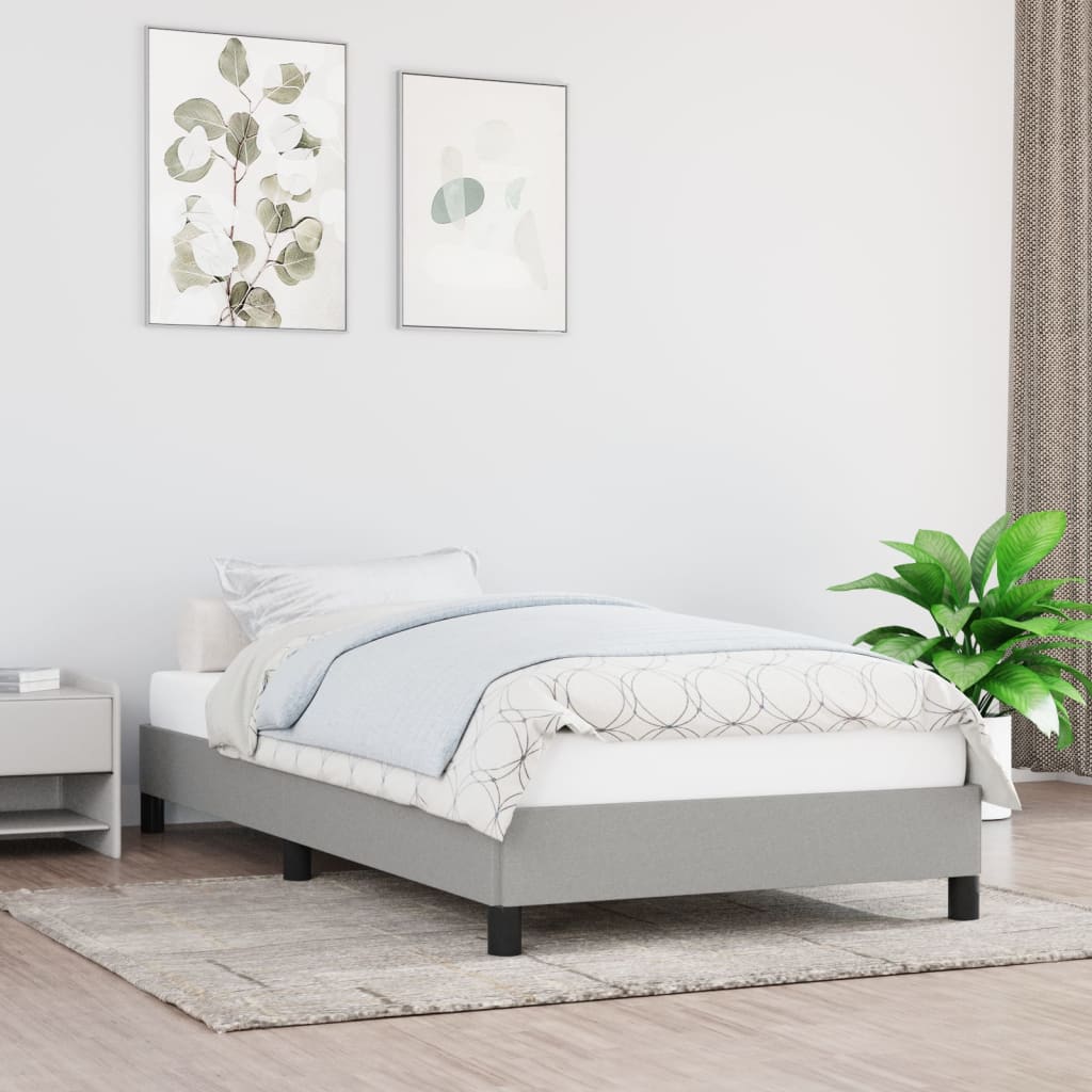 vidaXL Rama łóżka bez materaca, jasnoszara, 90x200 cm, obita tkaniną