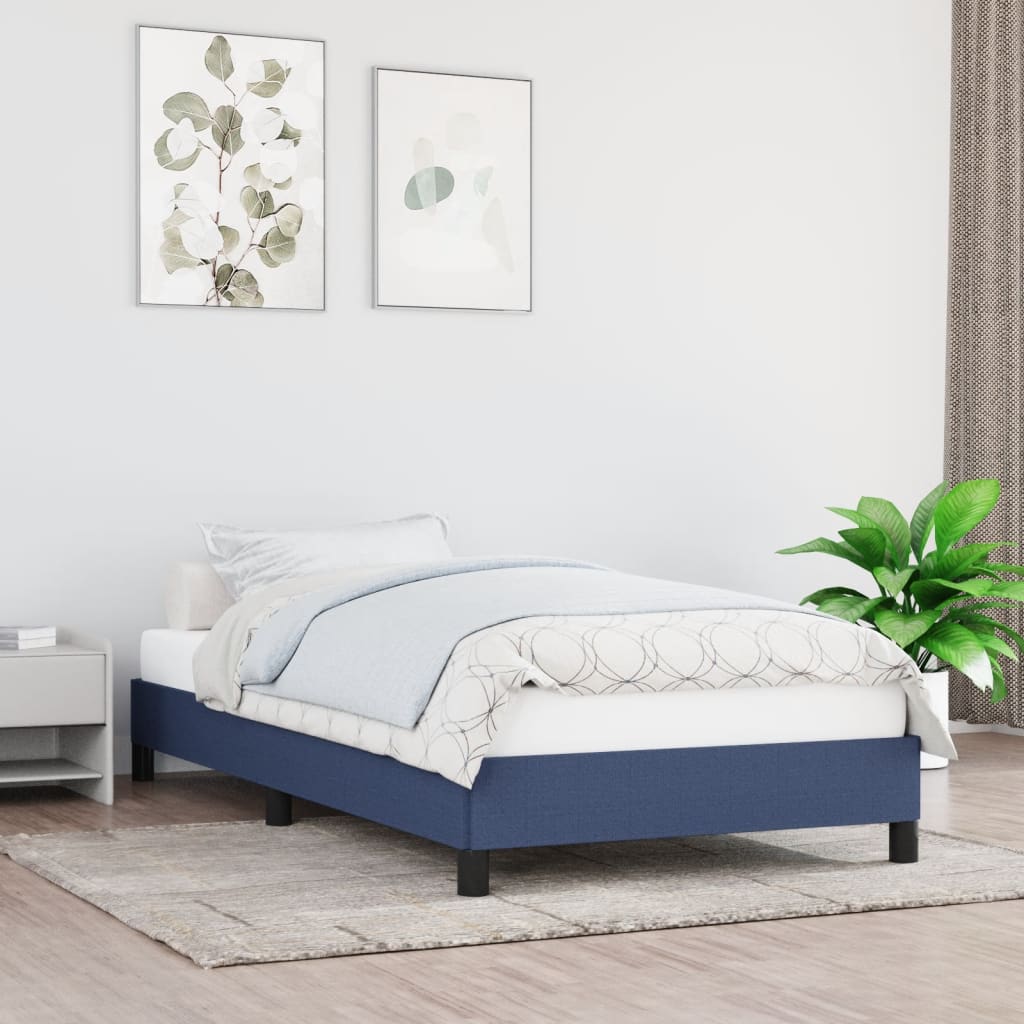 vidaXL Rama łóżka bez materaca Niebieska 90x200 cm Tkanina