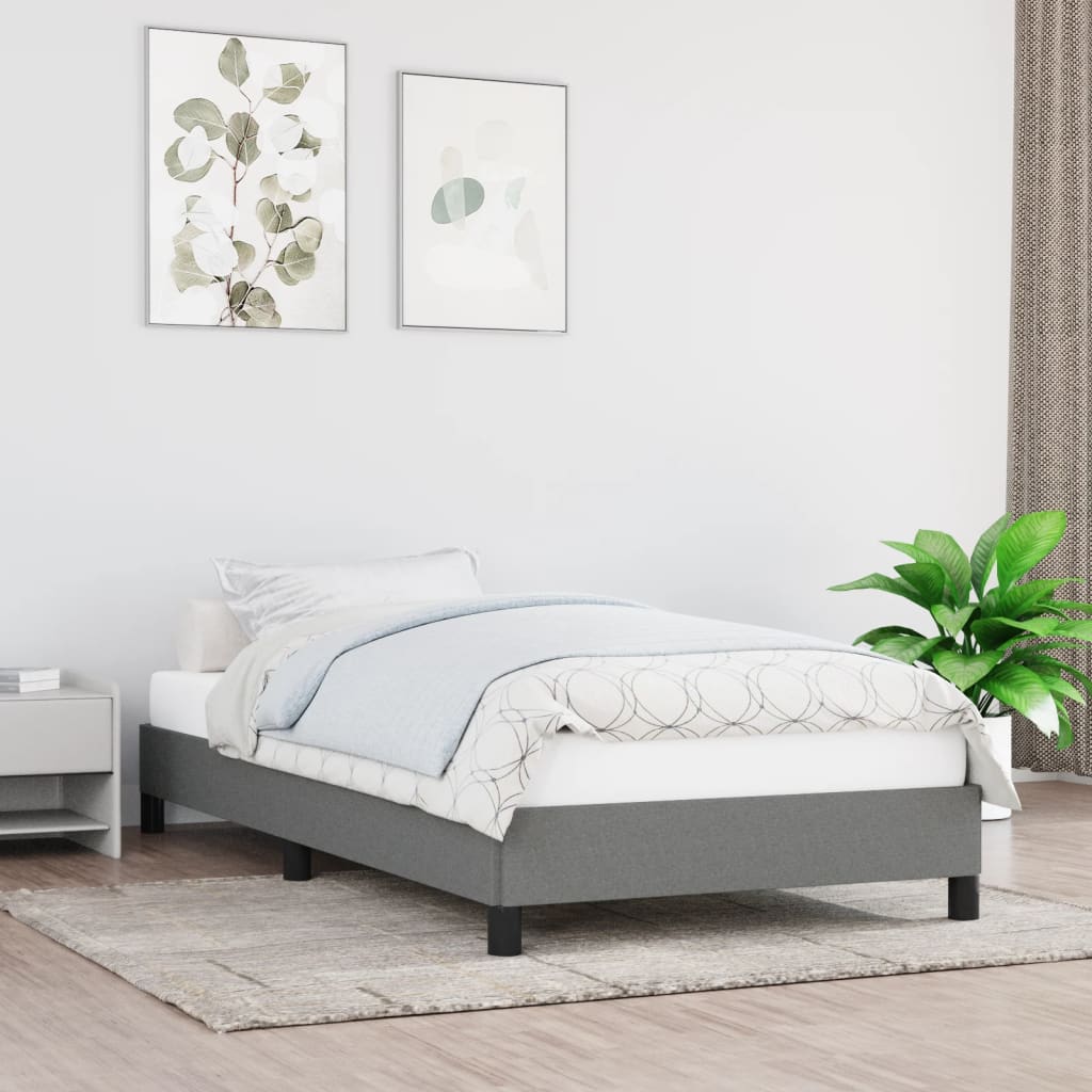 vidaXL Rama łóżka bez materaca, ciemnoszare, 100x200 cm, obita tkaniną