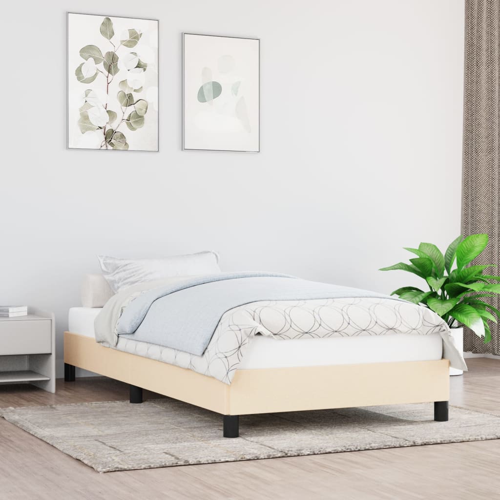vidaXL Rama łóżka bez materaca, kremowe, 100x200 cm, obita tkaniną