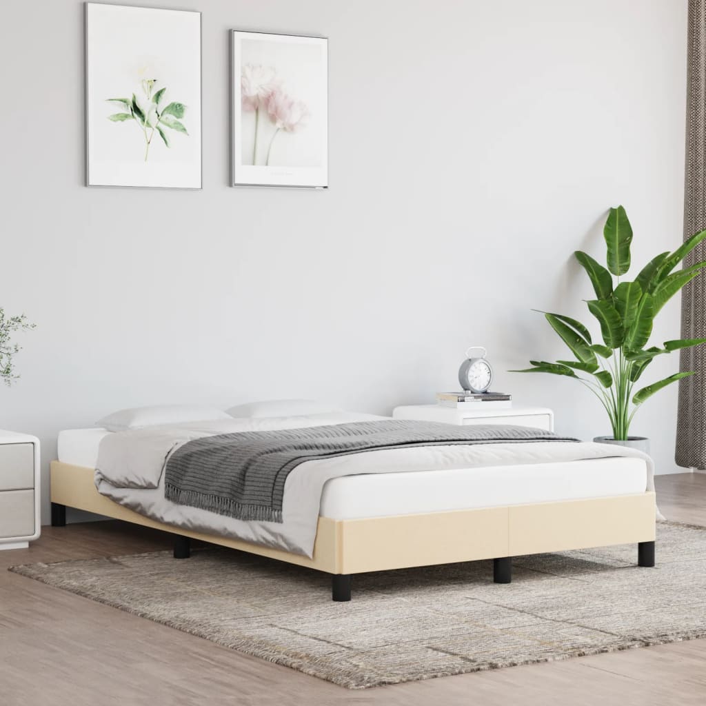 vidaXL Rama łóżka bez materaca, kremowe, 120x200 cm, obita tkaniną