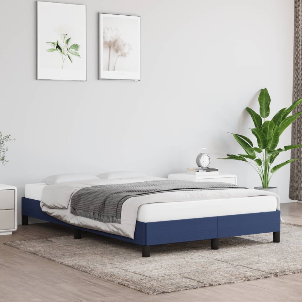 vidaXL Rama łóżka bez materaca Niebieska 120x200 cm Tkanina