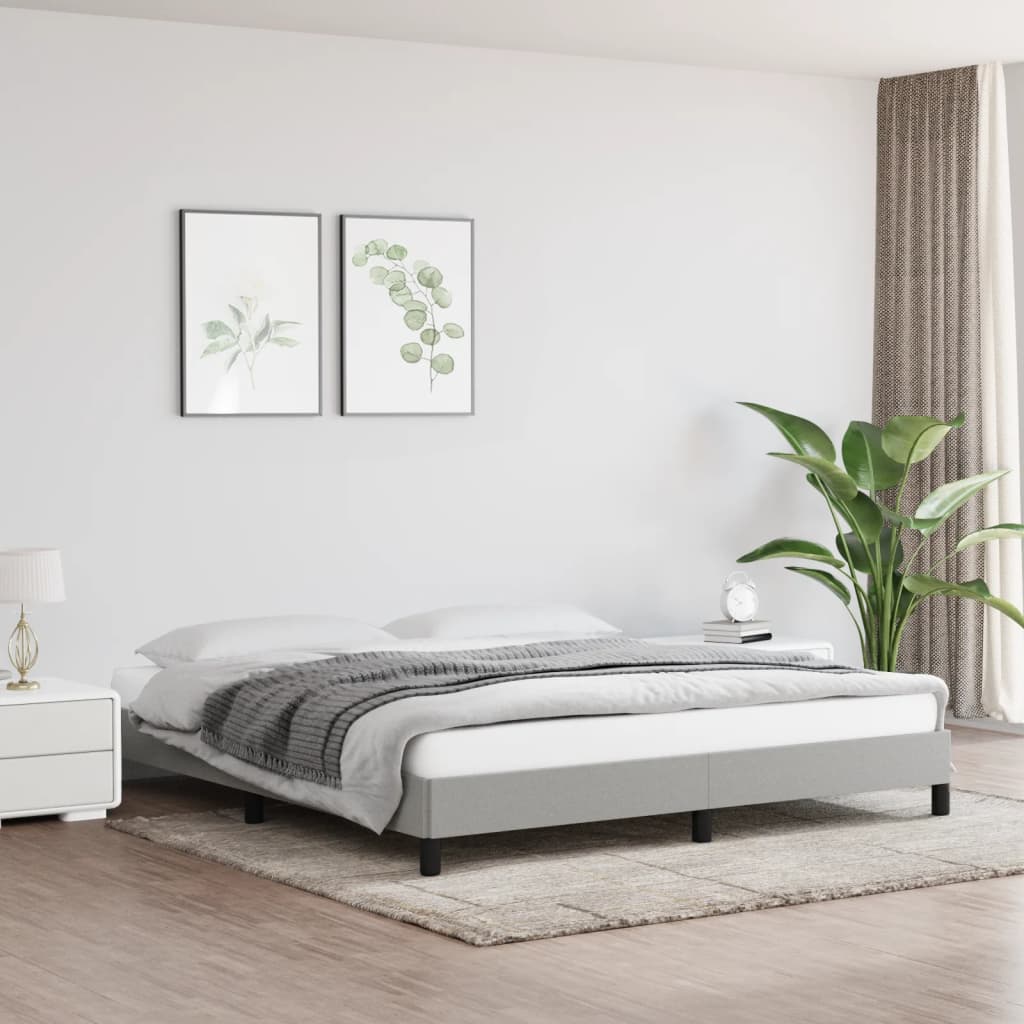 vidaXL Rama łóżka bez materaca, jasnoszara, 160x200 cm, obita tkaniną