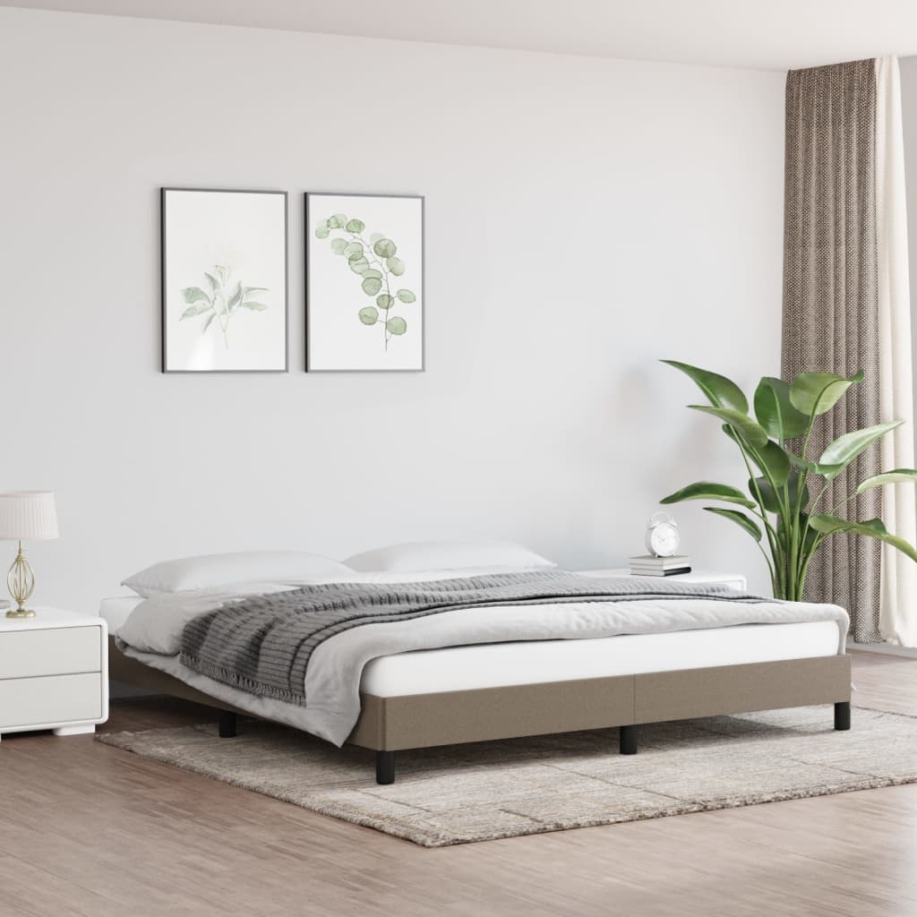vidaXL Rama łóżka bez materaca, taupe, 160x200 cm, obita tkaniną