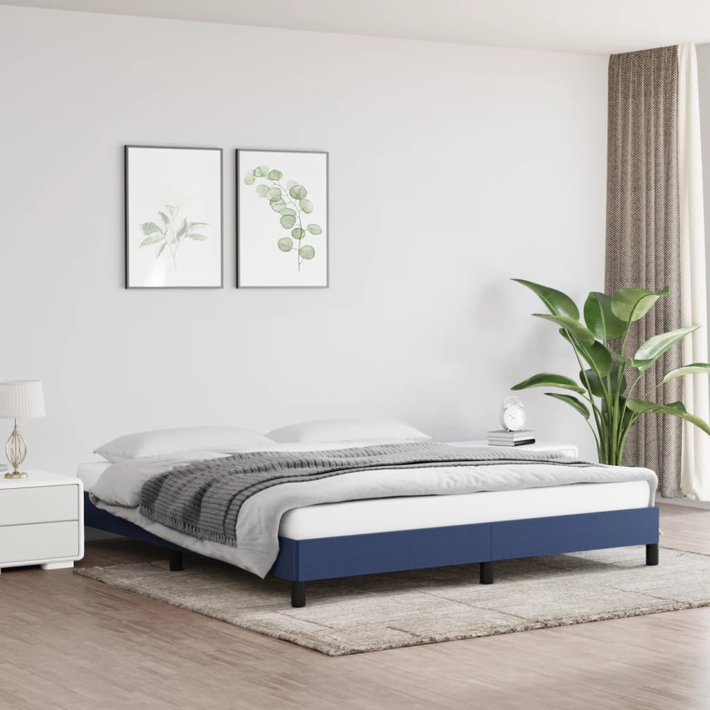 vidaXL Rama łóżka bez materaca, niebieska, 160x200 cm, obita tkaniną