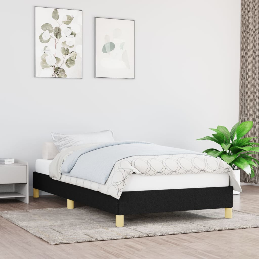 vidaXL Rama łóżka bez materaca Czarna 90x190 cm Tkanina