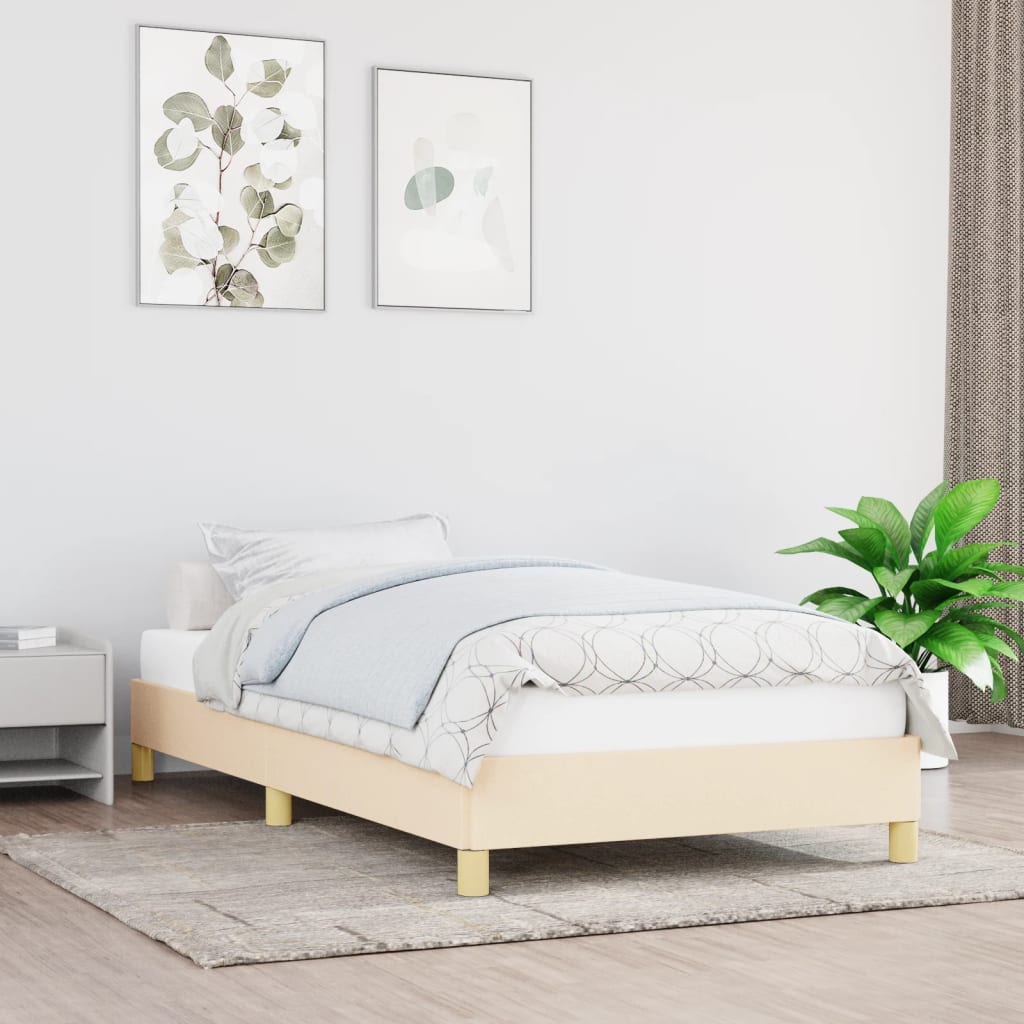 vidaXL Rama łóżka bez materaca Kremowa 90x200 cm Tkanina
