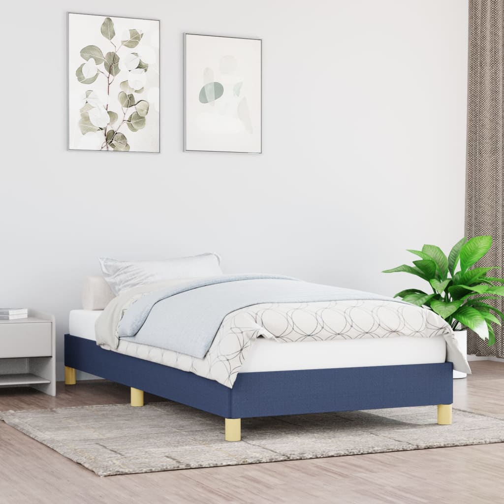 vidaXL Rama łóżka bez materaca Niebieska 90x200 cm Tkanina