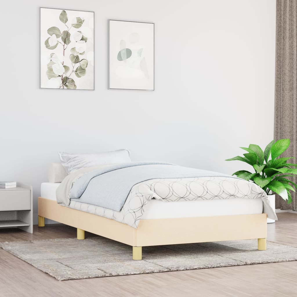 vidaXL Rama łóżka bez materaca, kremowe, 100x200 cm, obita tkaniną