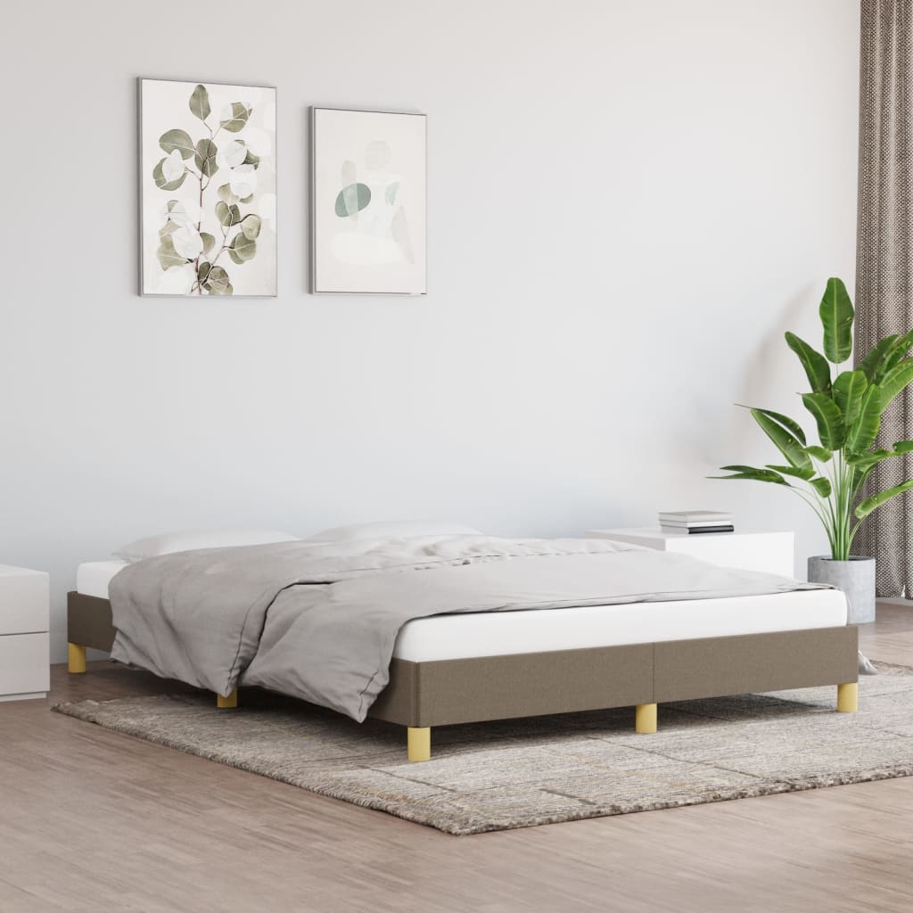 vidaXL Rama łóżka bez materaca, taupe, 140x200 cm, obita tkaniną