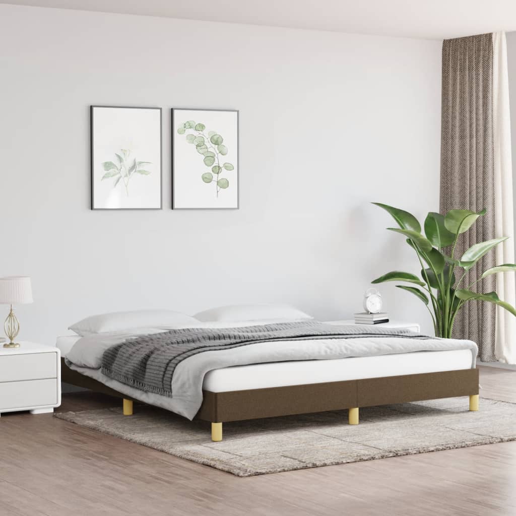 vidaXL Rama łóżka bez materaca, ciemnobrązowa, 180x200 cm, tkanina