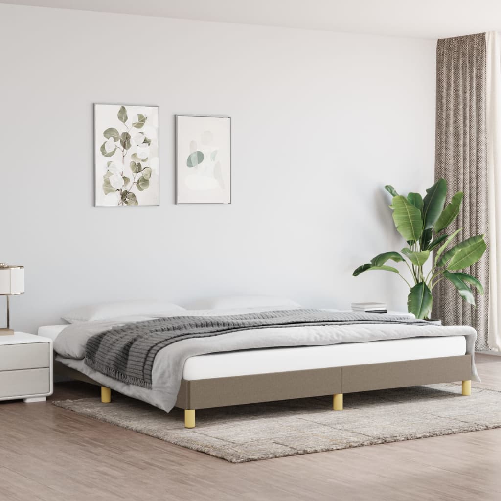 vidaXL Rama łóżka bez materaca, taupe, 200x200 cm, obita tkaniną