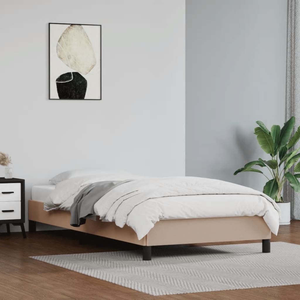 vidaXL Rama łóżka, kolor cappuccino, 90x200 cm, sztuczna skóra