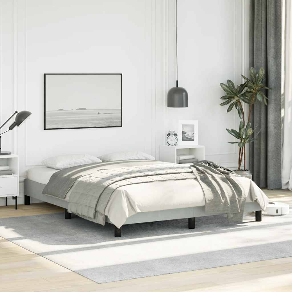Rama łóżka vidaXL bez materaca jasnoszara 137x190 cm, pełna aksamitna