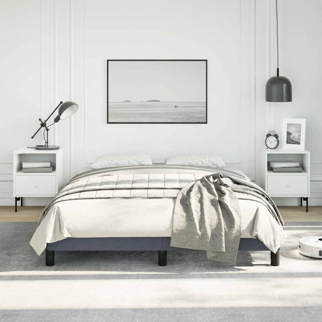 Rama łóżka vidaXL bez materaca ciemnoszara 137x190 cm, pełna aksamitna