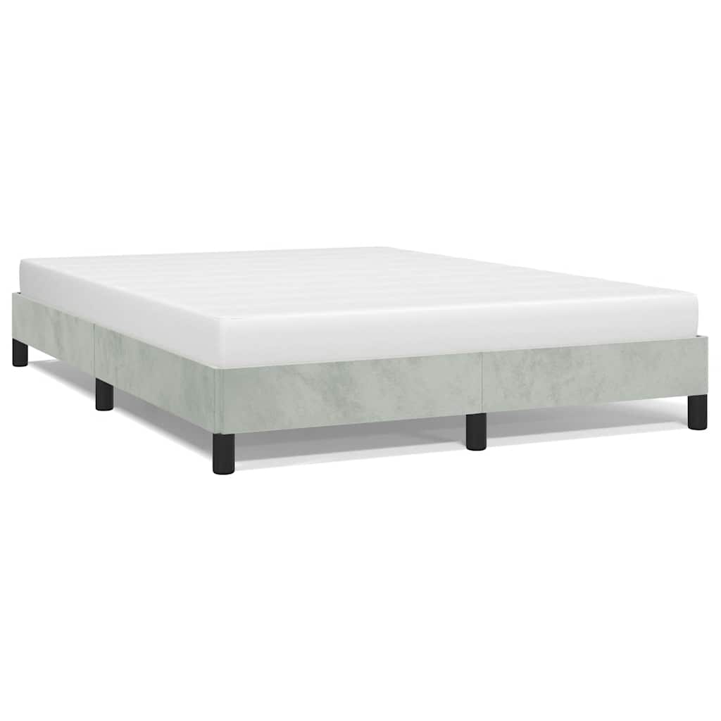 vidaXL Rama łóżka bez materaca Jasnoszara 152x203 cm Aksamit Queen