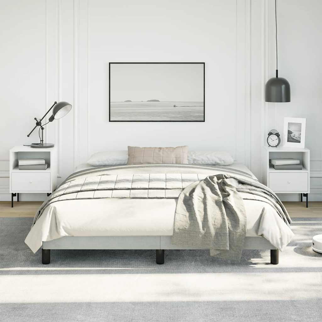 vidaXL Rama łóżka bez materaca Jasnoszara 152x203 cm Aksamit Queen