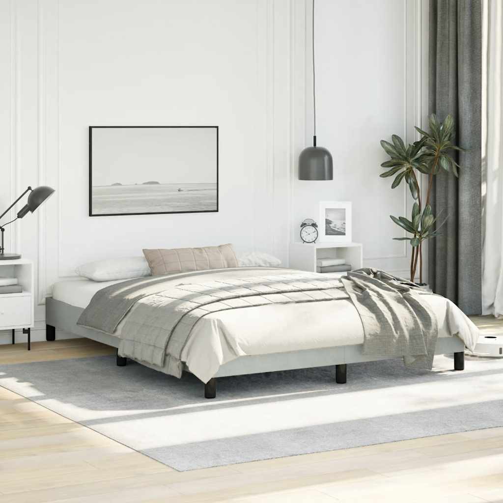 vidaXL Rama łóżka bez materaca Jasnoszara 152x203 cm Aksamit Queen