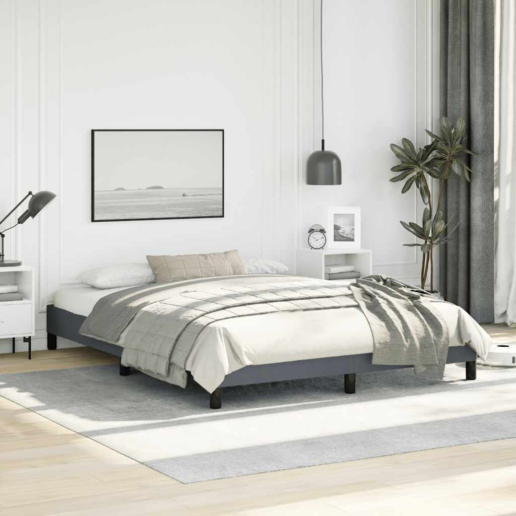 vidaXL Rama łóżka bez materaca Ciemnoszara 152x203 cm Aksamit Queen