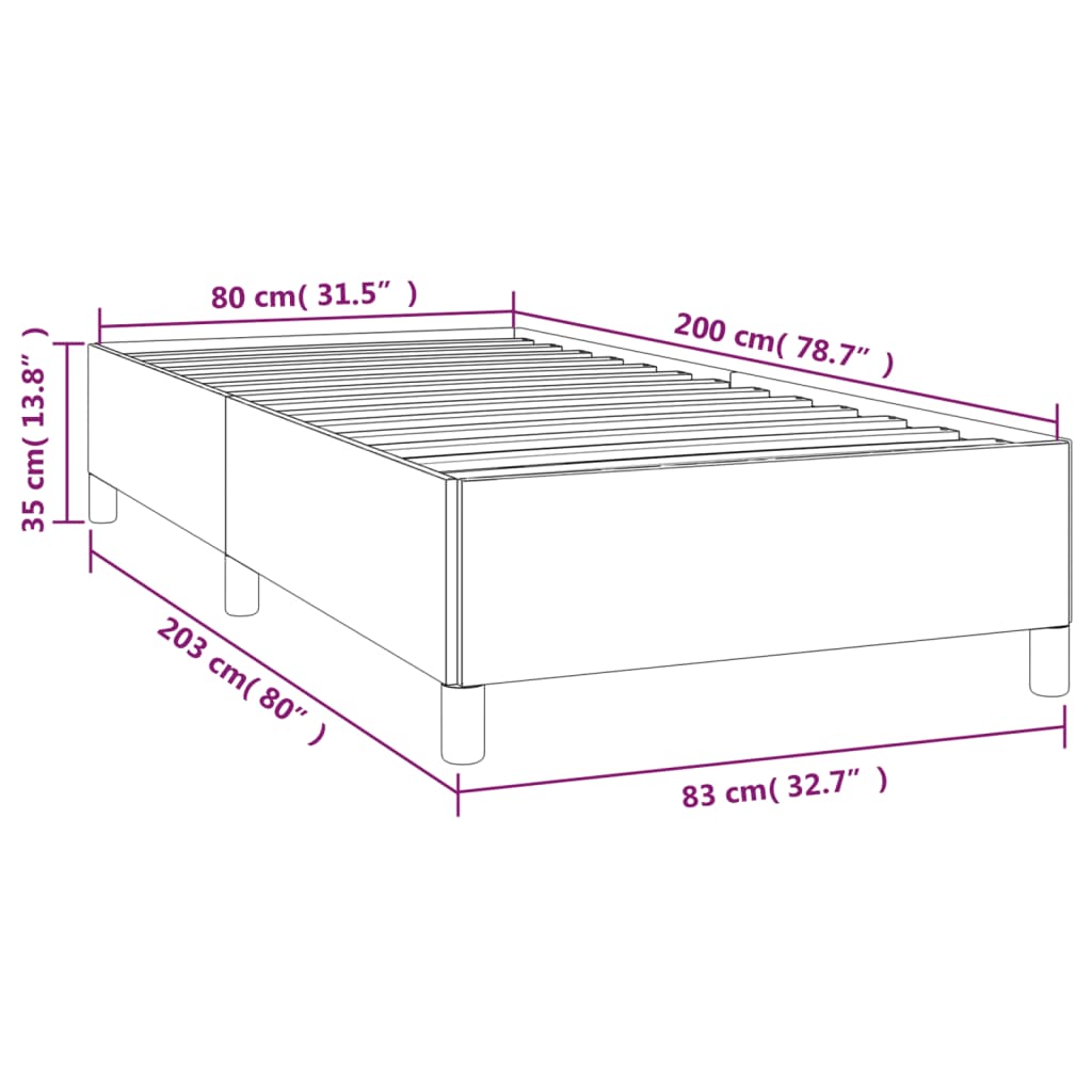vidaXL Rama łóżka bez materaca Czarna 80x200 cm Tkanina