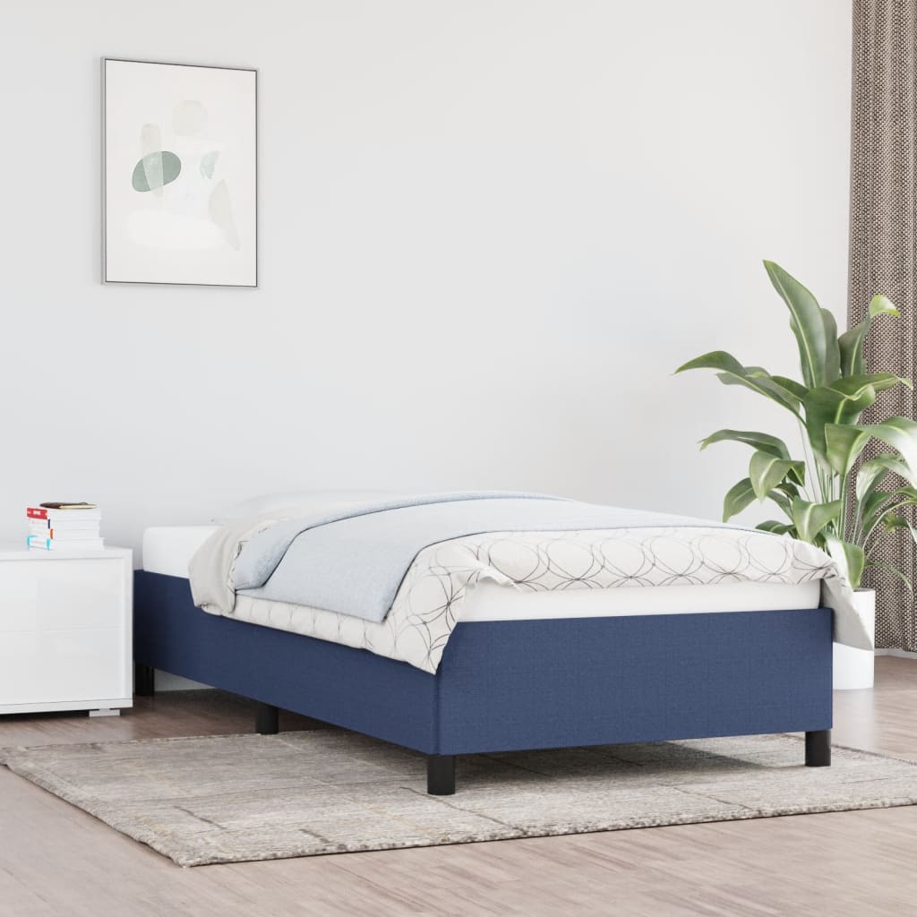 vidaXL Rama łóżka bez materaca Niebieska 90x190 cm Tkanina