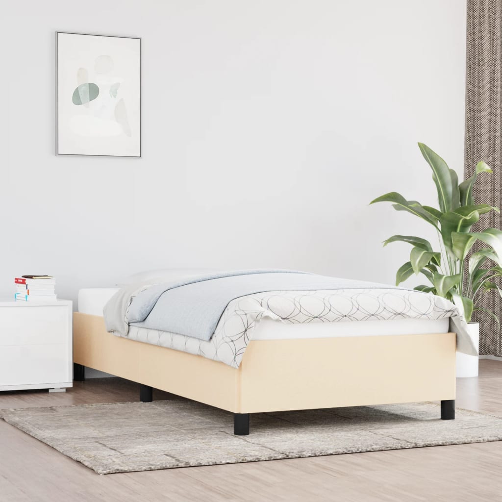 vidaXL Rama łóżka bez materaca Kremowa 90x200 cm Tkanina