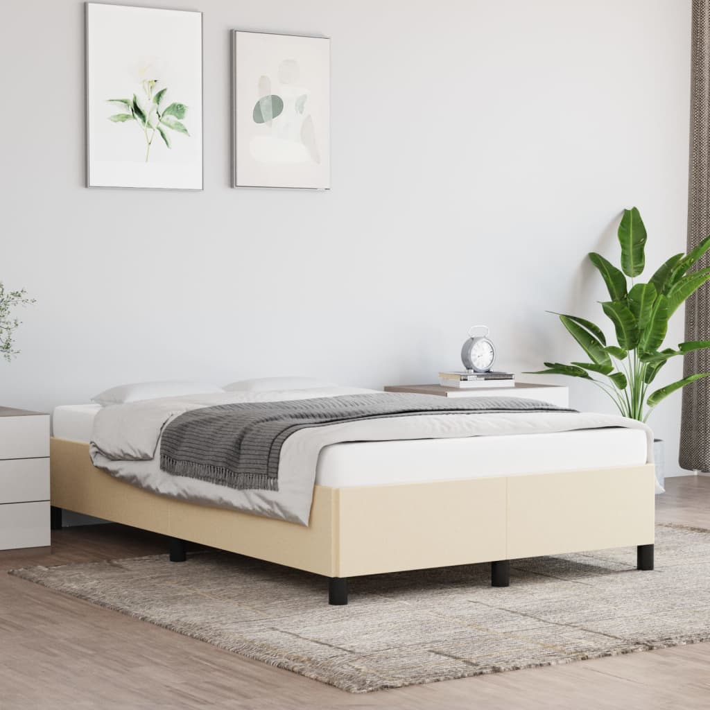 vidaXL Rama łóżka bez materaca, kremowe, 120x200 cm, obita tkaniną