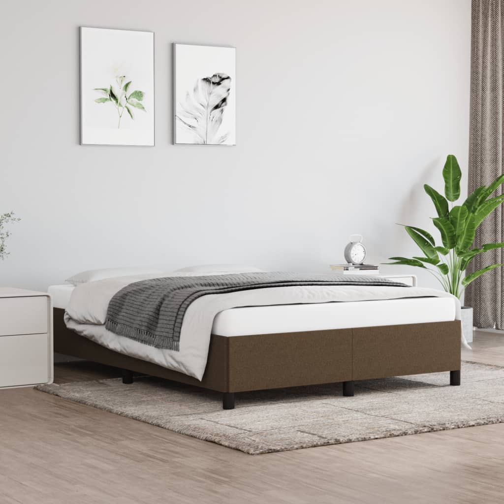 vidaXL Rama łóżka bez materaca, ciemnobrązowa, 140x190 cm, tkanina