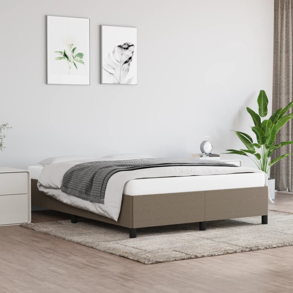 vidaXL Rama łóżka bez materaca, taupe, 140x200 cm, obita tkaniną