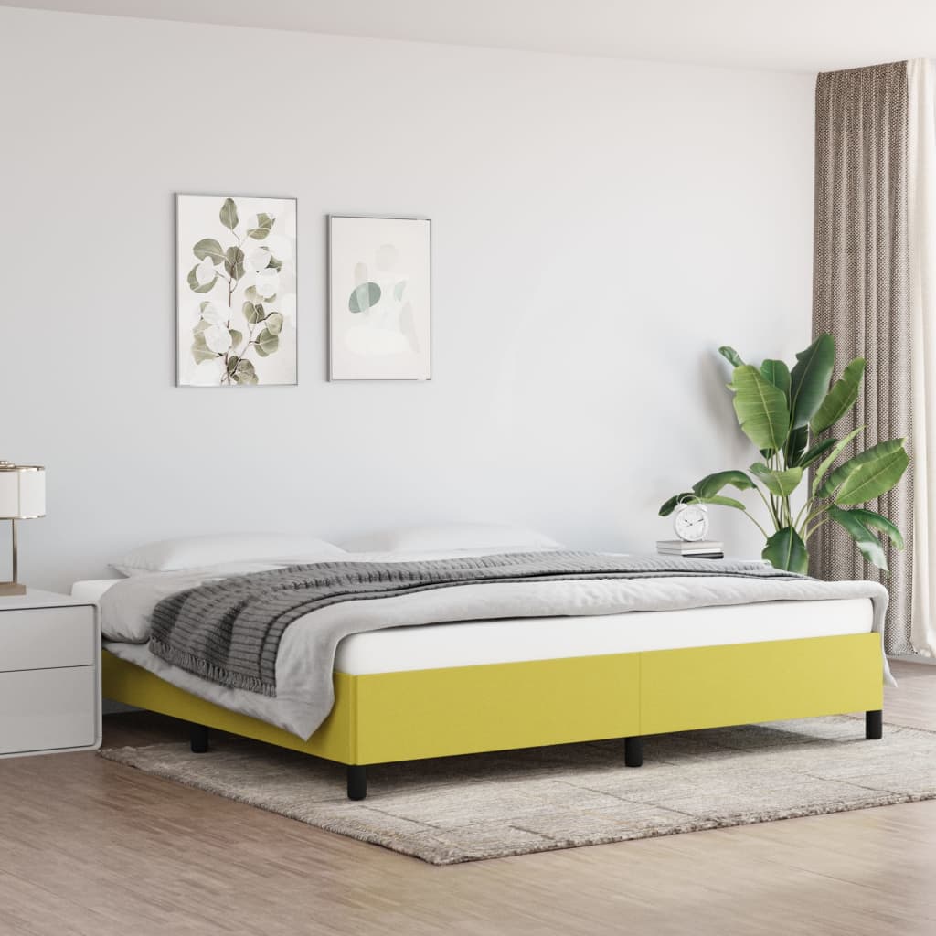 vidaXL Rama łóżka bez materaca, zielona, 200x200 cm, obita tkaniną