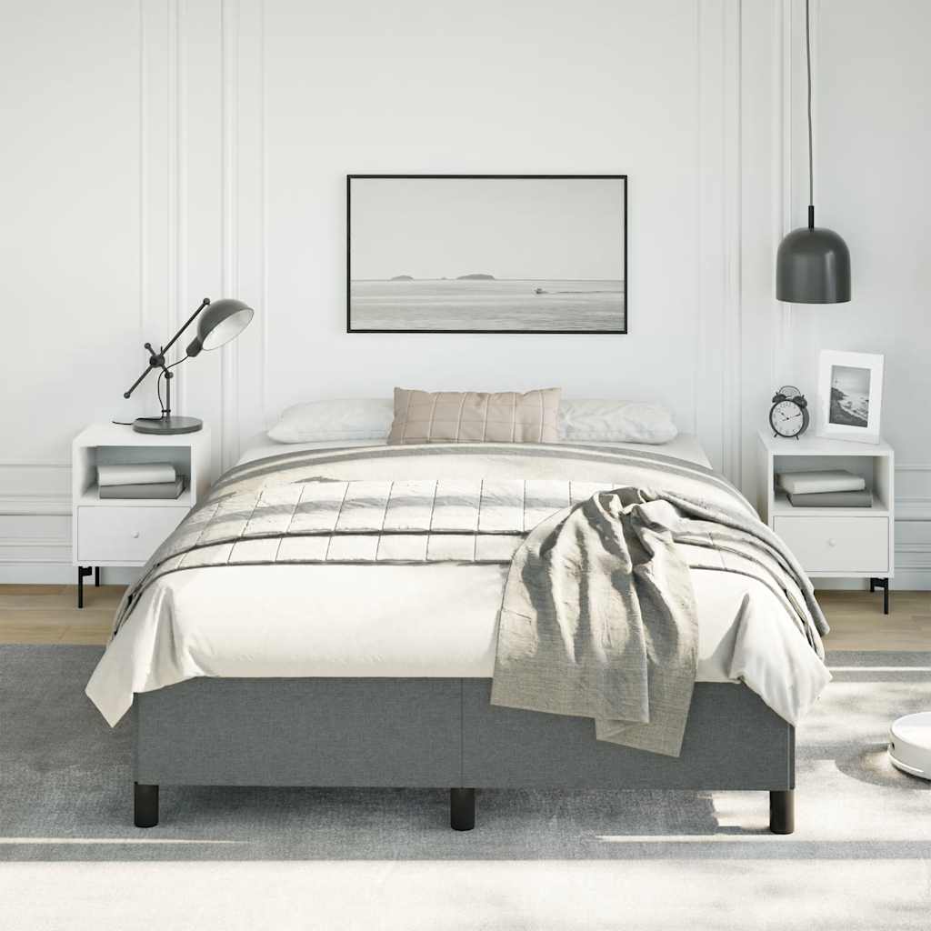 vidaXL Rama łóżka bez materaca, ciemnoszara, 137x190 cm, materiał