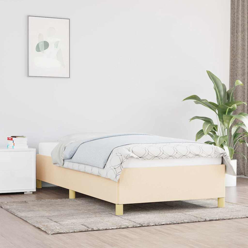 vidaXL Rama łóżka bez materaca Kremowa 80x200 cm Tkanina
