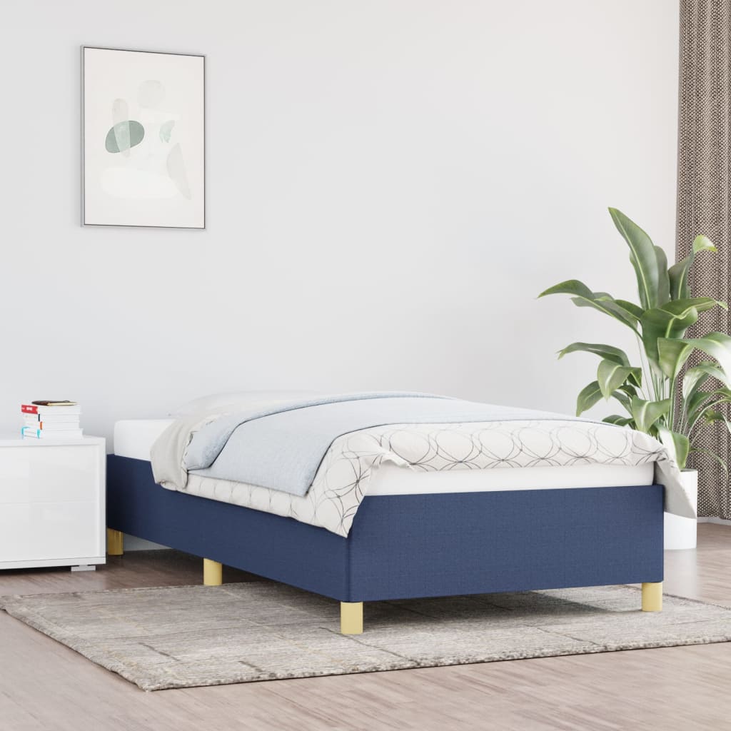 vidaXL Rama łóżka bez materaca Niebieska 90x190 cm Tkanina