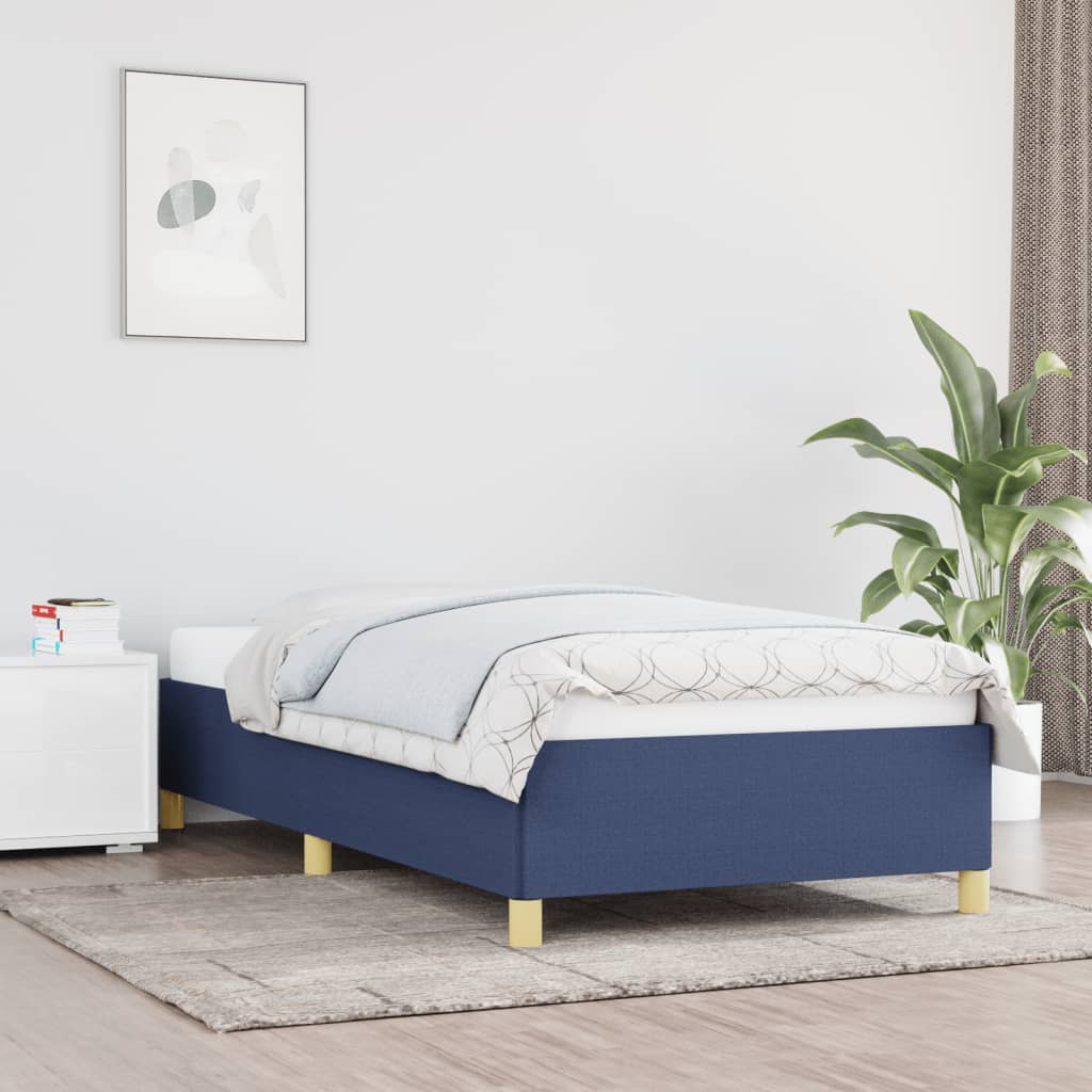 vidaXL Rama łóżka bez materaca Niebieska 100x200 cm Tkanina