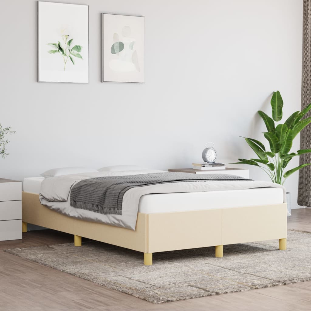 vidaXL Rama łóżka bez materaca, kremowe, 120x200 cm, obita tkaniną