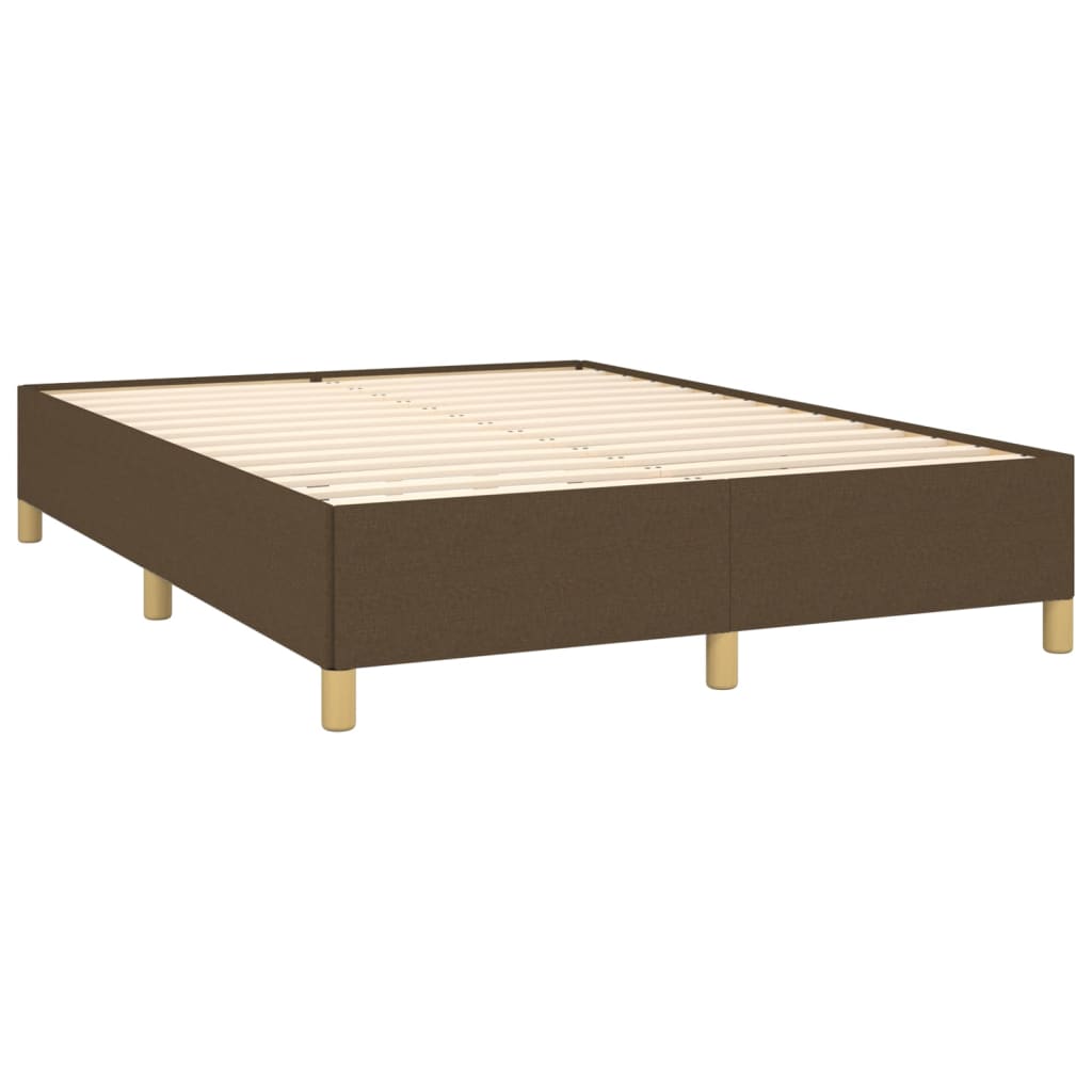 vidaXL Rama łóżka bez materaca, ciemnobrązowa, 140x190 cm, tkanina