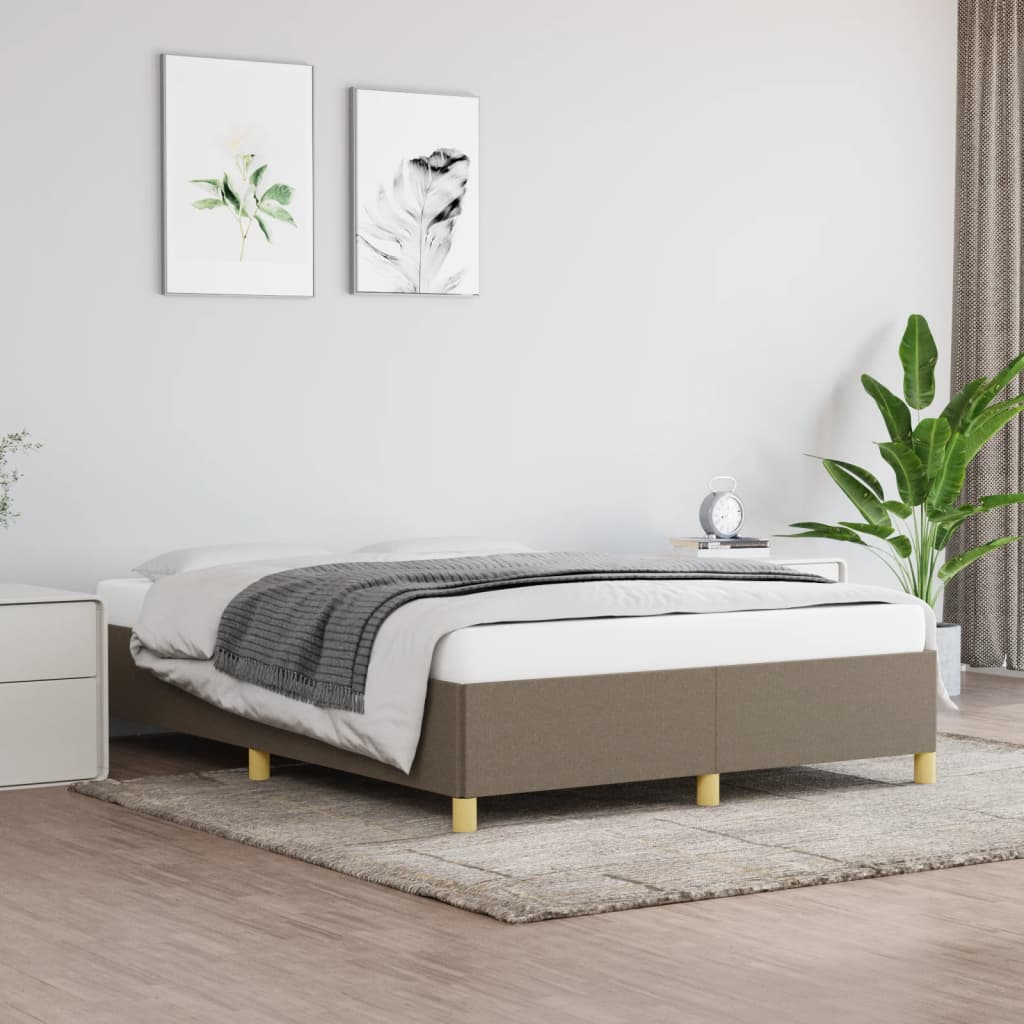 vidaXL Rama łóżka bez materaca, kolor taupe, 140x190 cm, obita tkaniną