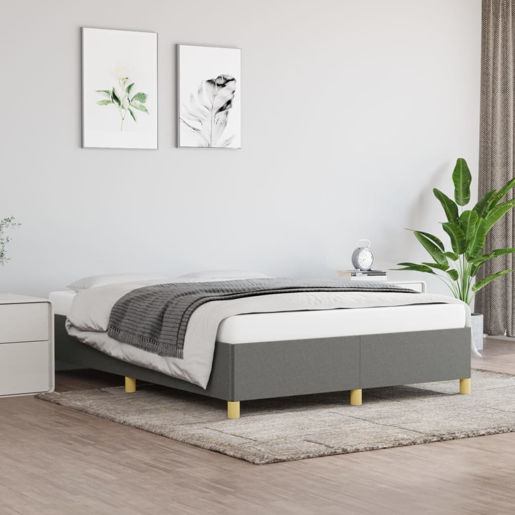vidaXL Rama łóżka bez materaca, ciemnoszara, 140x200 cm, obita tkaniną