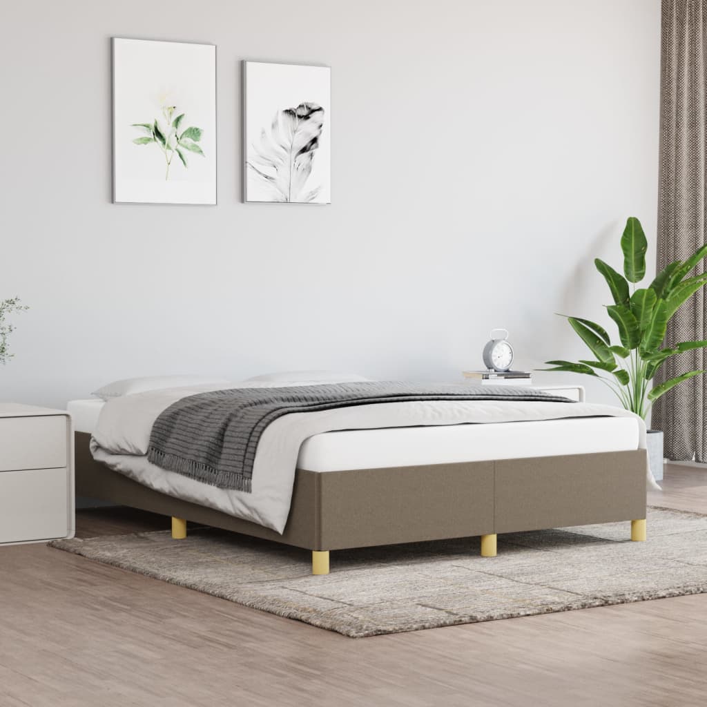 vidaXL Rama łóżka bez materaca, taupe, 140x200 cm, obita tkaniną