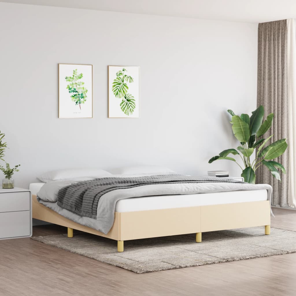 vidaXL Rama łóżka bez materaca, kremowa, 180x200 cm, obita tkaniną