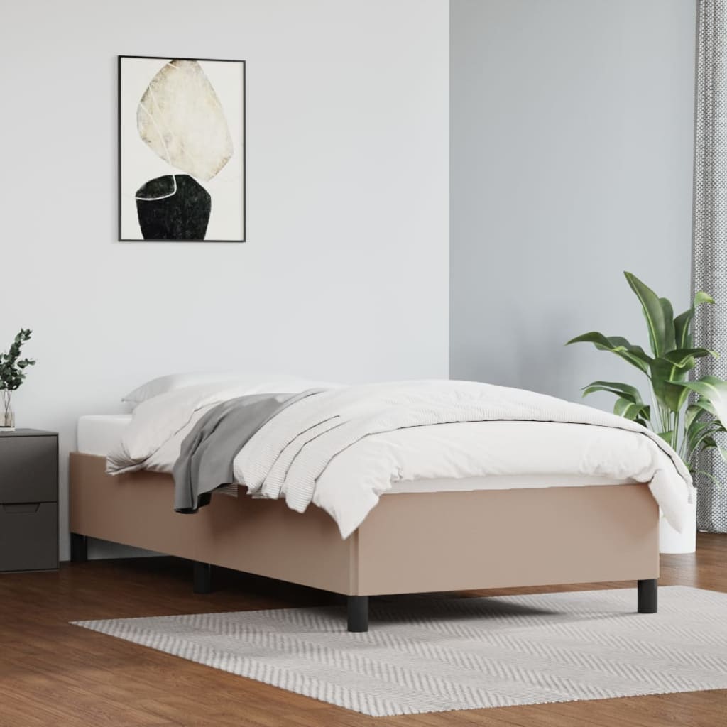 vidaXL Rama łóżka bez materaca, cappuccino, 80x200 cm, obita sztuczną skórą