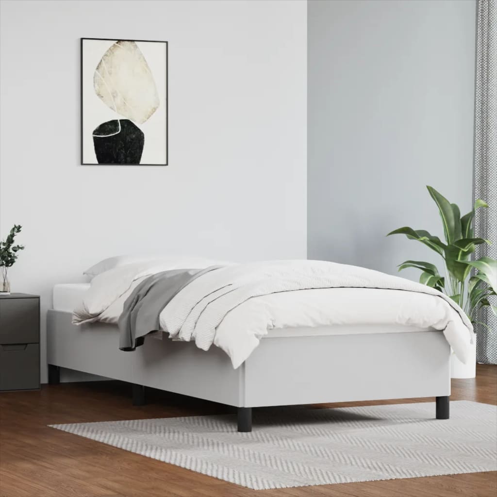 vidaXL Rama łóżka bez materaca, biała, 90x190 cm, sztuczna skóra