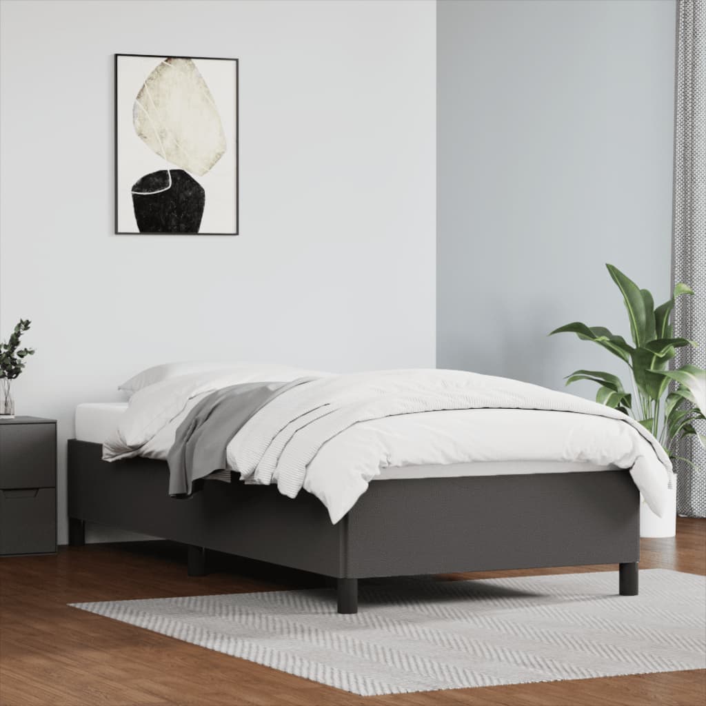 vidaXL Rama łóżka, szara, 90x190 cm, sztuczna skóra