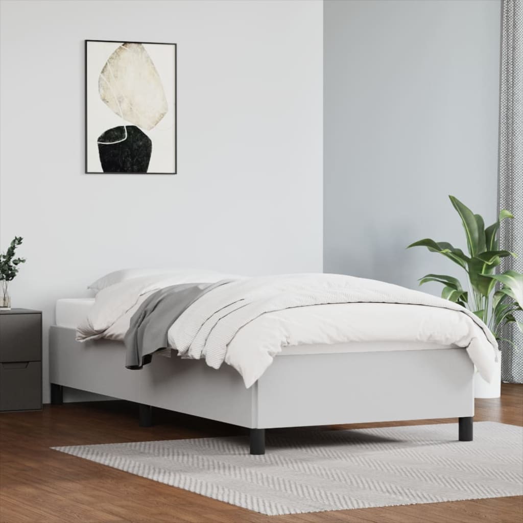 vidaXL Rama łóżka bez materaca, biała, 90x200 cm, sztuczna skóra