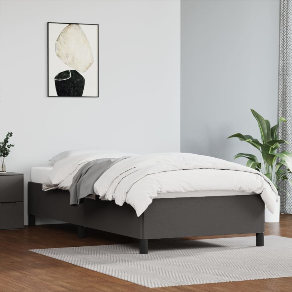 vidaXL Rama łóżka, szara, 90x200 cm, sztuczna skóra