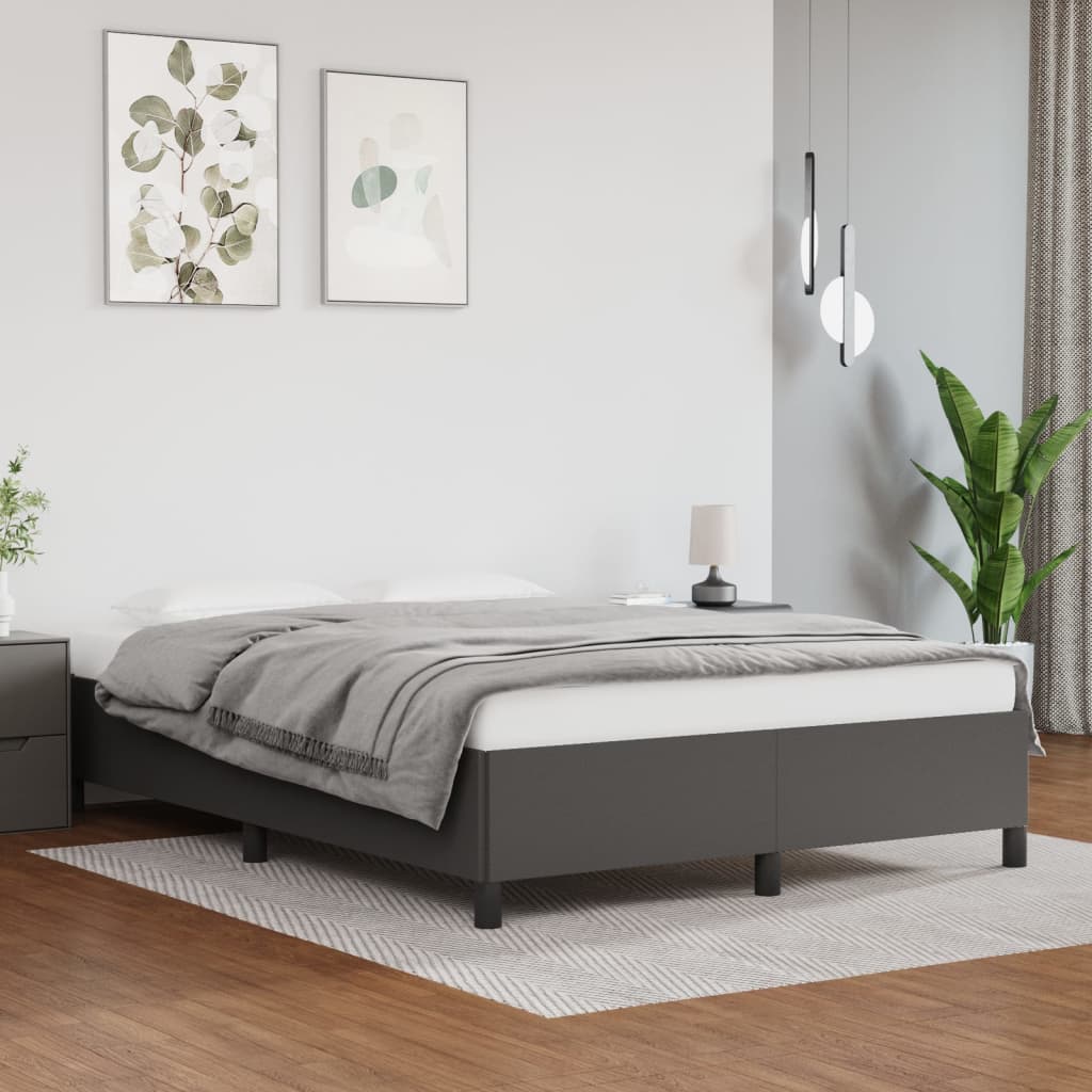 vidaXL Rama łóżka bez materaca, szara, 140x200 cm, sztuczna skóra